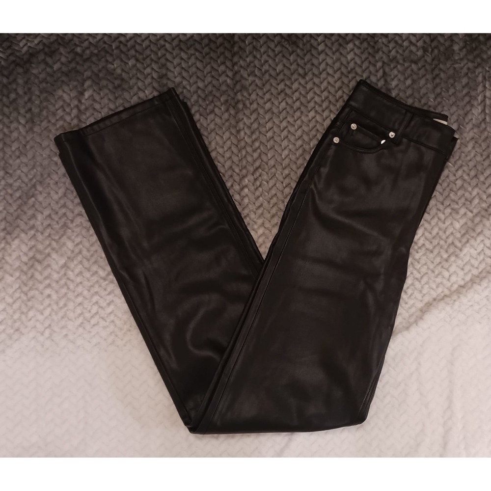 Zara Pants Womens Black Faux Leather Straight Leg EUR‎ 34 US 2 MEX 24 - Picture 4 of 14